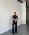 Osy Modal Yumuşak Dokulu Kumaş Kısa Kollu Crop Rahat Pantalon ikili Takım - Füme