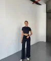 Osy Modal Yumuşak Dokulu Kumaş Kısa Kollu Crop Rahat Pantalon Ikili Takım - Füme
