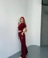 Osy Modal Yumuşak Dokulu Kumaş Nakış Işlemeli Rahat Bol Paça Eşofman Pantalon - Bordo
