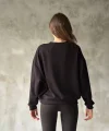 Osy odal Yumuşak Dokulu Kumaş Bisiklet Yaka Oversize weatshirt  iyah