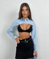 Oval Kesim Crop Gömlek