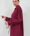 Oversize Bağcıklı Gömlek 5954 - Bordo