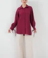 Oversize Bağcıklı Gömlek 5954 - Bordo