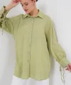 Oversize Bağcıklı Gömlek 5954 - E.Yeşil