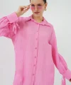 Oversize Bağcıklı Gömlek 5954 - Pembe