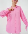 Oversize Bağcıklı Gömlek 5954 - Pembe