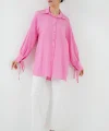 Oversize Bağcıklı Gömlek 5954 - Pembe
