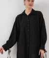 Oversize Bağcıklı Gömlek 5954 - Siyah