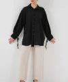 Oversize Bağcıklı Gömlek 5954 - Siyah