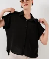 Oversize Kısa Kol Gömlek 20322 - Siyah