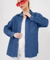 Oversize Kot Gömlek 20280 - Lacivert