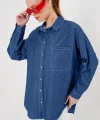 Oversize Kot Gömlek 20280 - Lacivert