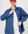 Oversize Kot Gömlek 20280 - Lacivert