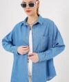 Oversize Kot Gömlek 20280 - Mavi