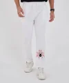 Oversize Üç İplik Baskılı Eşofman Pantolon - Beyaz