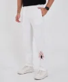 Oversize Üç İplik Baskılı Eşofman Pantolon - Beyaz