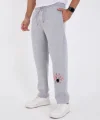 Oversize Üç İplik Baskılı Eşofman Pantolon - Gri