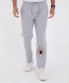 Oversize Üç İplik Baskılı Eşofman Pantolon - Gri