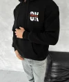 Oversize Üç İplik Kapşonlu SweatShirt - Siyah