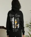 Oversize Üç İplik Kapüşonlu Sweatshirt – Siyah “Other Lives” Ön Ve Arka Baskılı, Şardonlu Kışlık, Rahat Günlük Model Siiyah