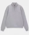 Oversize Yarım Farmuarlı Yakalı Basic SweatShirt - Gri