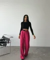 PAAZZO PANTOON BE ŞERİT DETAYI  Fuşya