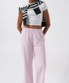 Paça Şerit Detay Çizgili Pantolon