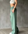 Palazzo Bol Paça Eşofman Pantolon - Yeşil