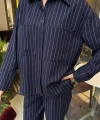 Palazzo Pantolonlu Çizgili Takım 10092