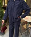 Palazzo Pantolonlu Çizgili Takım 10092