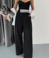 PANTOLON BEL ŞERİT DETAYLI - Siyah