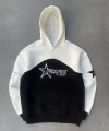 Parçalı Nakış İşlemelı Kapüşonlu SweatShirt - Beyaz