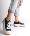 PARIS Bağcıklı Ortopedik Taban Kadın Sneaker Spor Ayakkabı  TBT - Siyah