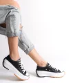 PARIS Bağcıklı Ortopedik Taban Kadın Sneaker Spor Ayakkabı  TBT - Siyah