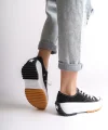 PARIS Bağcıklı Ortopedik Taban Kadın Sneaker Spor Ayakkabı  TBT - Siyah
