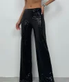 Payetli Wide Leg Pantolon