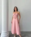 Pembe İnci Askı Detaylı Elbise