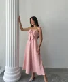 Pembe İnci Askı Detaylı Elbise