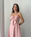 Pembe İnci Askı Detaylı Elbise