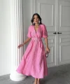 Pembe Işıltılı Kemerli Kruvaze Elbise