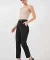 Pileli Kemerli Kumaş Pantolon 6725 - Siyah