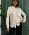 Pırıltılı Kumaş Premium Saten Gömlek 3464