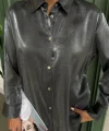 Pırıltılı Kumaş Premium Saten Gömlek 3464