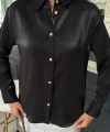 Pırıltılı Kumaş Premium Saten Gömlek 3464