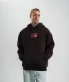 POLIZEI Premium Kalite Unisex Kapşonlu Dijital Patchli SweatShirt - Kahve