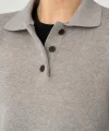 Polo Yaka 3 Düğmeli Kazak  Orta Gri