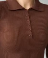 Polo Yaka 6 Düğmeli Kazak  KAHVE
