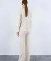 Polo Yakası Katlamalı Takım  Krem