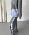 POLYVİSKON - POPLİN PARÇALI GÖMLEK PANTOLON TAKIM - Gri