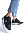 PRAG Bağcıklı Ortopedik Taban Desenli Kadın Sneaker Spor Ayakkabı  CBT - Siyah